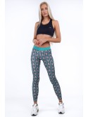 Green sports leggings with patterns MR11514 - Online store - Boutique